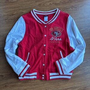 San Francisco 49ers Red and White Varsity style sweatshirt size L
